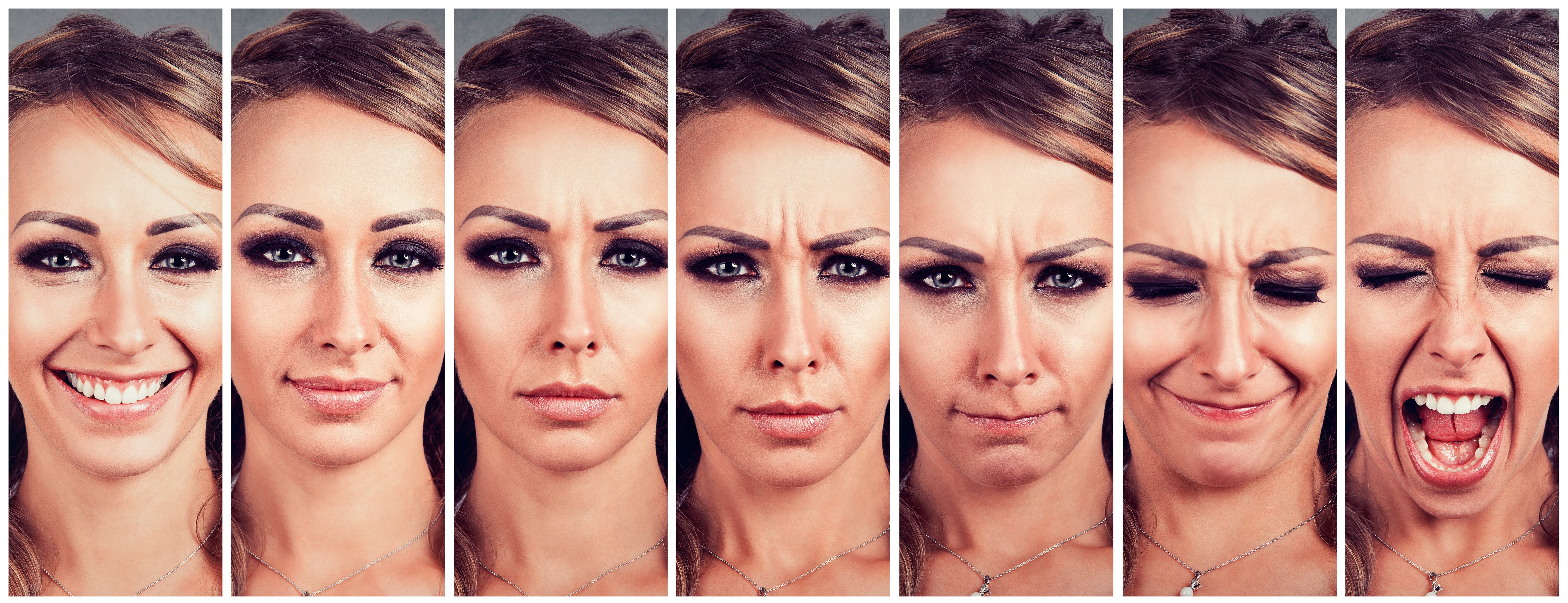 same woman's face with different emotions